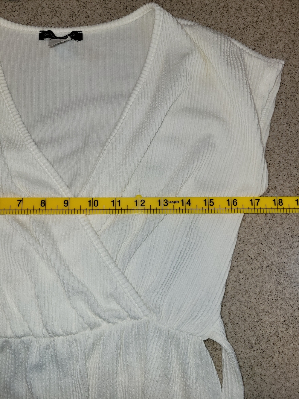 Caution To The Wind Cream Ribbed Wrap Romper with Tie Size Medium - Picture 7 of 10